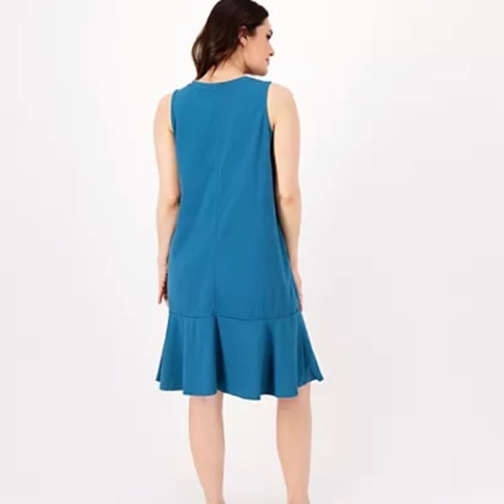 New Cuddl Duds crinkle Jersey Sleeveless Blue V-Neck Dress Sz XS - Picture 2 of 6